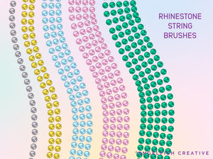 Rhinestones Procreate Brush Set, gem diamante shape letter stamps, string brushes