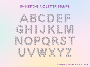 Rhinestones Procreate Brush Set, gem diamante shape letter stamps, a-z letter stamps