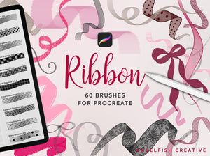 Ribbon Procreate Brush Set, fabric pattern brushes, title