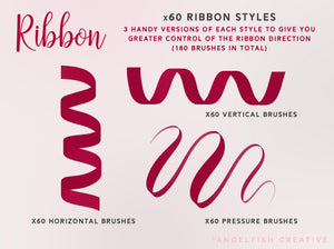 Ribbon Procreate Brush Set, fabric pattern brushes, ribbon versions