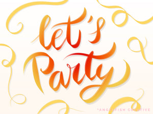 Ribbon Procreate Brush Set, fabric pattern brushes, let's party ribbon script