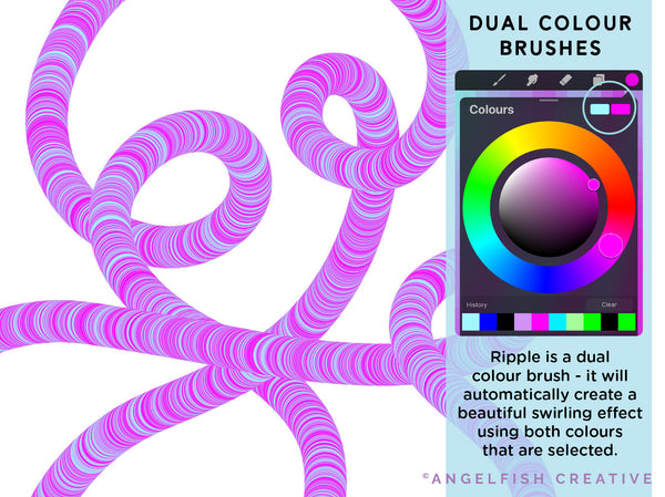 ple Brush Set for Procreate | 4 Dual Colour Rainbow Color Changing Swirl Brushes, dual colour instructions