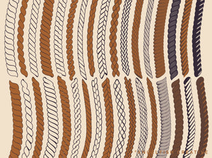 First page showing the different brush styles of the Rope Brush Set for Procreate on a beige background, designed by Angelfish Creative.