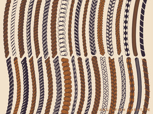 Second page showing the different brush styles of the Rope Brush Set for Procreate on a beige background, designed by Angelfish Creative.