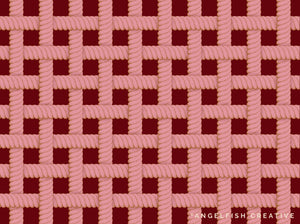 A woven pattern of pink rope on a red background which uses the Rope Brush Set for Procreate designed by Angelfish Creative.