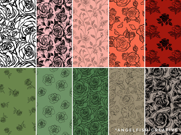 Rose Patterns Brushes for Procreate | 20 seamless pattern floral roses flowers, patterns page 1