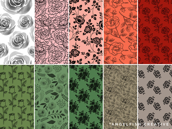 Rose Patterns Brushes for Procreate | 20 seamless pattern floral roses flowers, patterns page 2