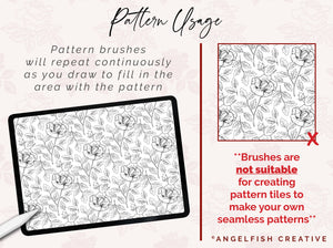 Rose Pattern Brushes for Procreate: 20 Floral Designs, pattern usage