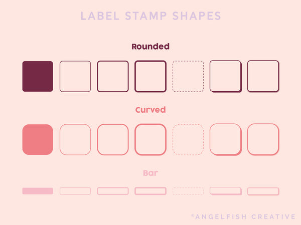 Rounded Labels Brush Set for Procreate | sticker label planner box border stamp brushes, brush shapes page 1