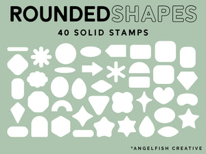 Rounded Shapes Procreate Brush Set, 80 Stamp Brushes, solid stamps