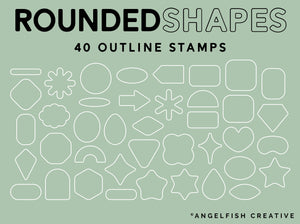 Rounded Shapes Procreate Brush Set, 80 Stamp Brushes, outline stamps