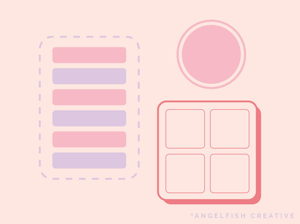 Rounded Labels Brush Set for Procreate | sticker label planner box border stamp brushes, layout examples