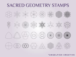 Sacred Geometry Stamp Bundle Procreate Brush Set | 135 Minimalist Geometric Line Stamp Brushes, sacred geometry stamps page 1