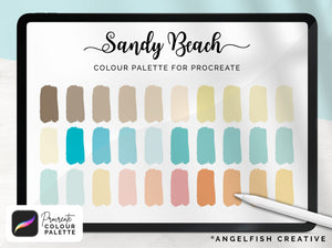 Sandy Beach Procreate Colour Palette | Colour Swatches, 30 Digital Colours | Procreate Palette for iPad | Instant Download
