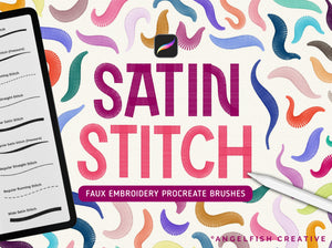 Satin Stitch Procreate Brush Set: faux embroidery thread brushes, title