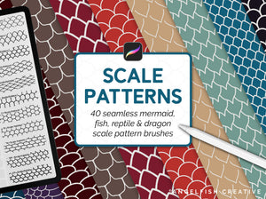 Scale Pattern Brushes for Procreate - 40 Seamless Patterns, title