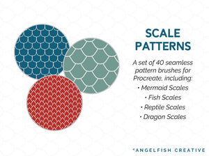 Scale Pattern Brushes for Procreate - 40 Seamless Patterns, scale patterns