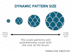 Scale Pattern Brushes for Procreate - 40 Seamless Patterns, dynamic pattern size