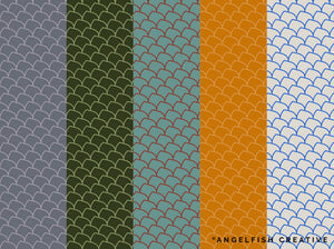 Scale Pattern Brushes for Procreate - 40 Seamless Patterns, pattern in different colours