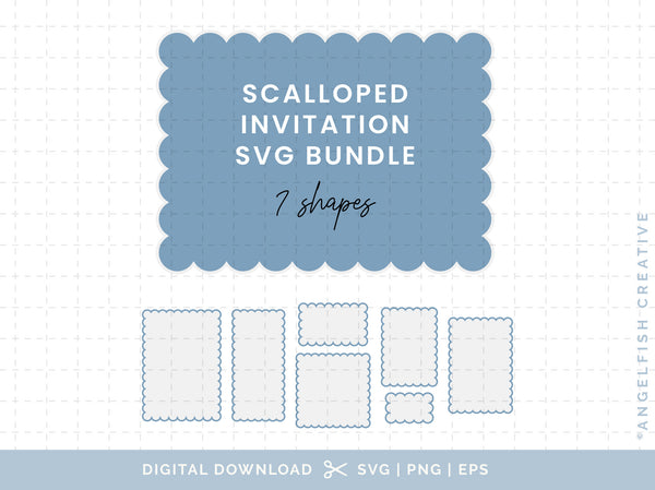 Scalloped Invitation Stationery Bundle - SVG, PNG, EPS Cutting Files/Clipart, title