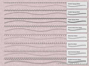 Sewing Stitches Procreate Brush Set: basic flat machine stitch brushes, stitches page 2