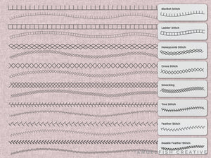 Sewing Stitches Procreate Brush Set: basic flat machine stitch brushes, stitches page 3