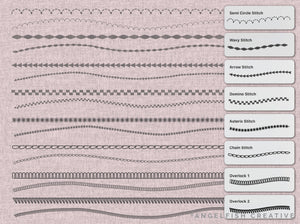 Sewing Stitches Procreate Brush Set: basic flat machine stitch brushes, stitches page 5