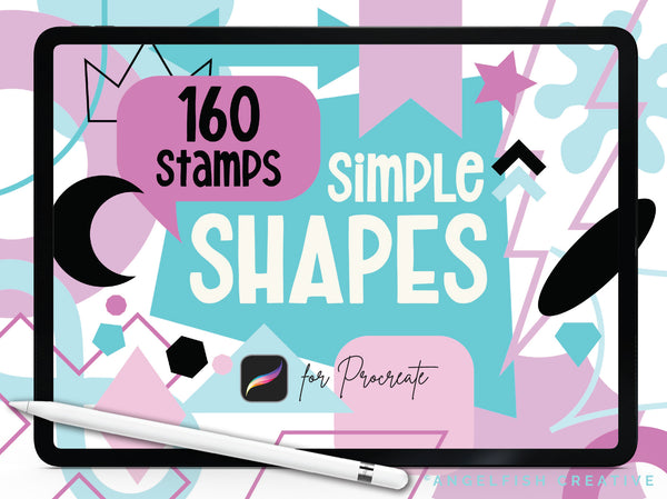 Simple Shapes Procreate Brush Set | 80 Basic Geometric Shape Stamp Brushes, title