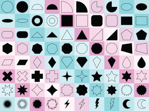 Simple Shapes Procreate Brush Set | 80 Basic Geometric Shape Stamp Brushes, shapes page 1