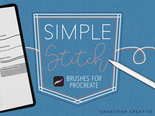 Simple Stitch Procreate Brush Set: basic sewing embroidery thread brushes , title