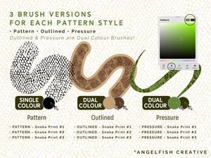 Snake Print Pattern Brushes for Procreate, brush versions