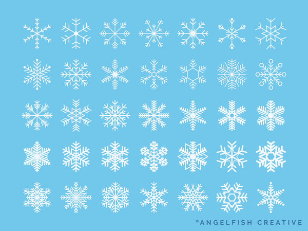 Snowflakes Stamps Brush Set for Procreate: 100+ Snow Star Shape Brushes, stamps page 1