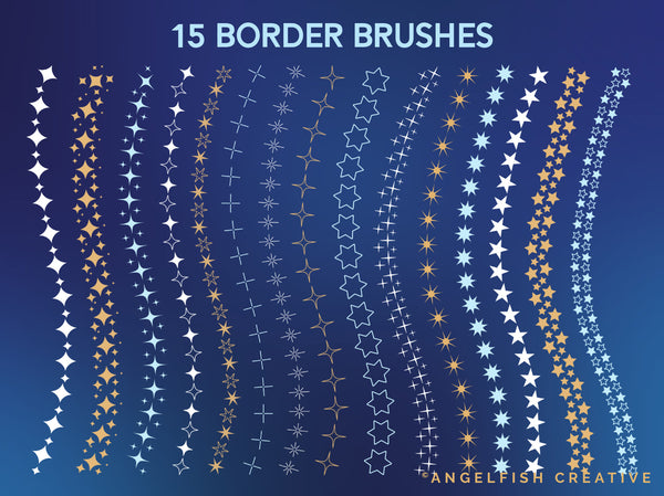 Sparkle & Star Stamps, Border, Scatter Brushes for Procreate, border brushes