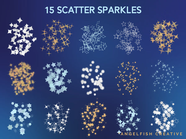 Sparkle & Star Stamps, Border, Scatter Brushes for Procreate, scatter brushes