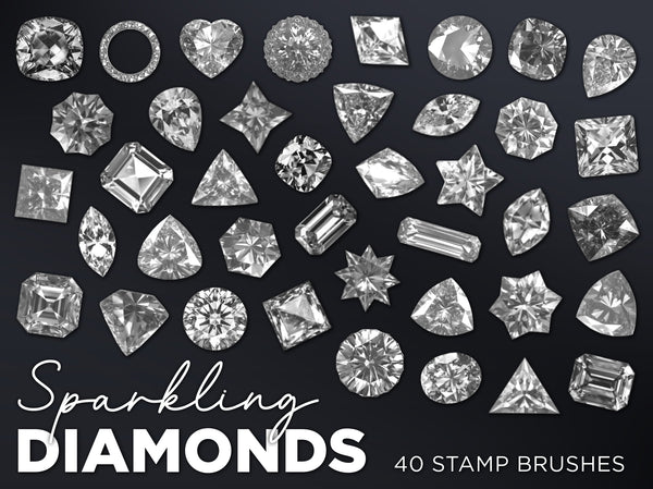 Sparkling Diamonds Procreate Brush Set | 80 Brushes, Rhinestones Jewels Sparkle Stamps, jewellery string, stamp brushes