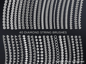 Sparkling Diamonds Procreate Brush Set | 80 Brushes, Rhinestones Jewels Sparkle Stamps, jewellery string, string brushes