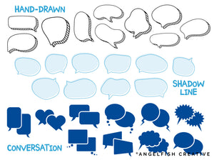 Speech Bubble Stamp Brushes for Procreate | 150 speech word dialogue balloons brush set, brushes page 2