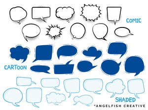 Speech Bubble Stamp Brushes for Procreate | 150 speech word dialogue balloons brush set, brushes page 3