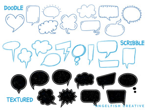 Speech Bubble Stamp Brushes for Procreate | 150 speech word dialogue balloons brush set, brushes page 4
