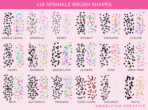 Sprinkles Procreate Brush Set, icing scatter stamps, sprinkle brush shapes