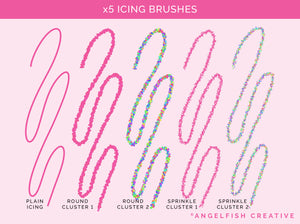 Sprinkles Procreate Brush Set, icing scatter stamps, icing brushes