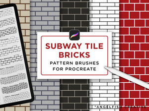 Subway Tile Bricks Brushes for Procreate, basic brickwork line pattern brush set, title