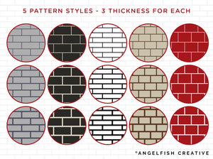 Subway Tile Bricks Brushes for Procreate, basic brickwork line pattern brush set, pattern styles