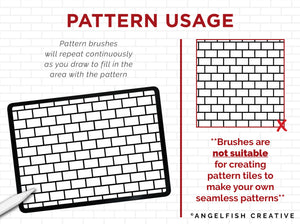 Subway Tile Bricks Brushes for Procreate, basic brickwork line pattern brush set, pattern usage