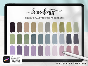 Succulents Procreate Colour Palette | Colour Swatches, 30 Digital Colours | Procreate Palette for iPad | Instant Download