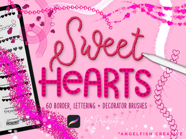 Sweet Hearts Brush Set for Procreate: 60 valentine love brushes, title