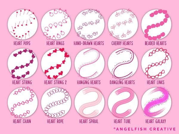 Sweet Hearts Brush Set for Procreate: 60 valentine love brushes, brushes page 2