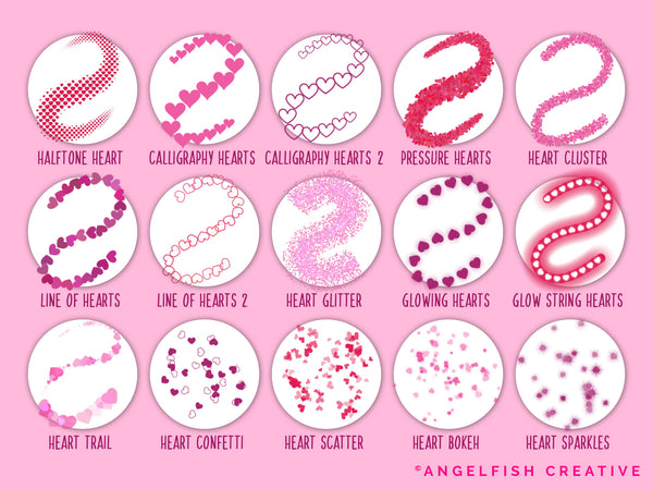 Sweet Hearts Brush Set for Procreate: 60 valentine love brushes, brushes page 3