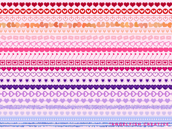 Sweet Hearts Brush Set for Procreate: 60 valentine love brushes, border brushes