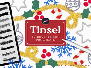 Tinsel Procreate Brush Set: 60 Christmas Garland Brushes, title